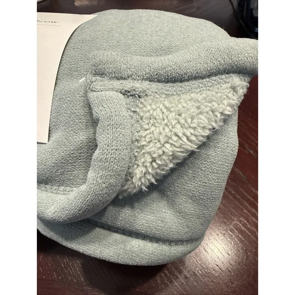 Chenille Throw Blanket with Faux Shearling Reverse Light Blue